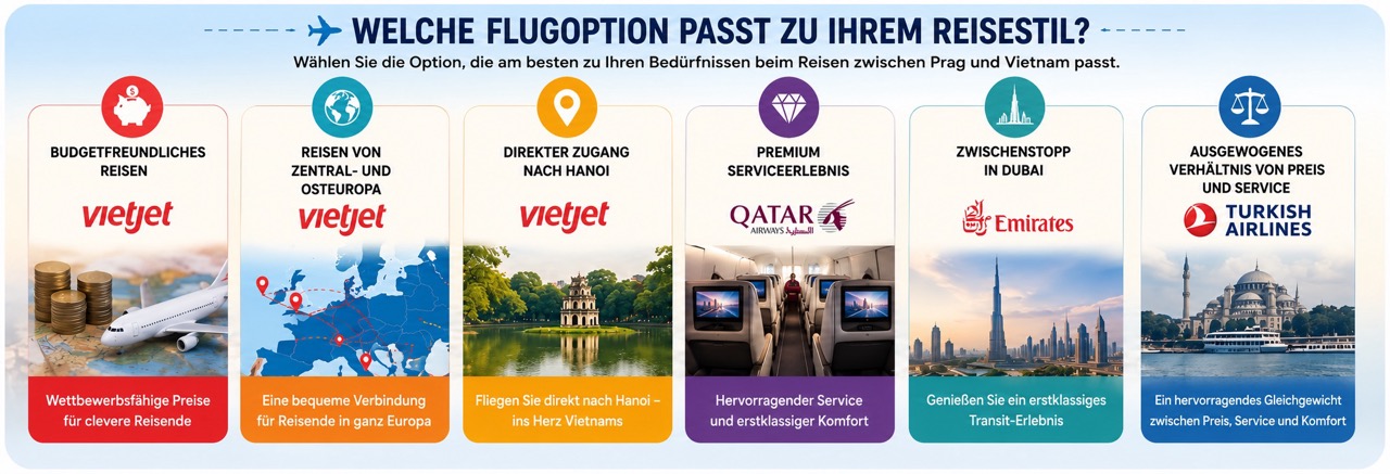 Reiseoptionen Von Prag Nach Vietnam